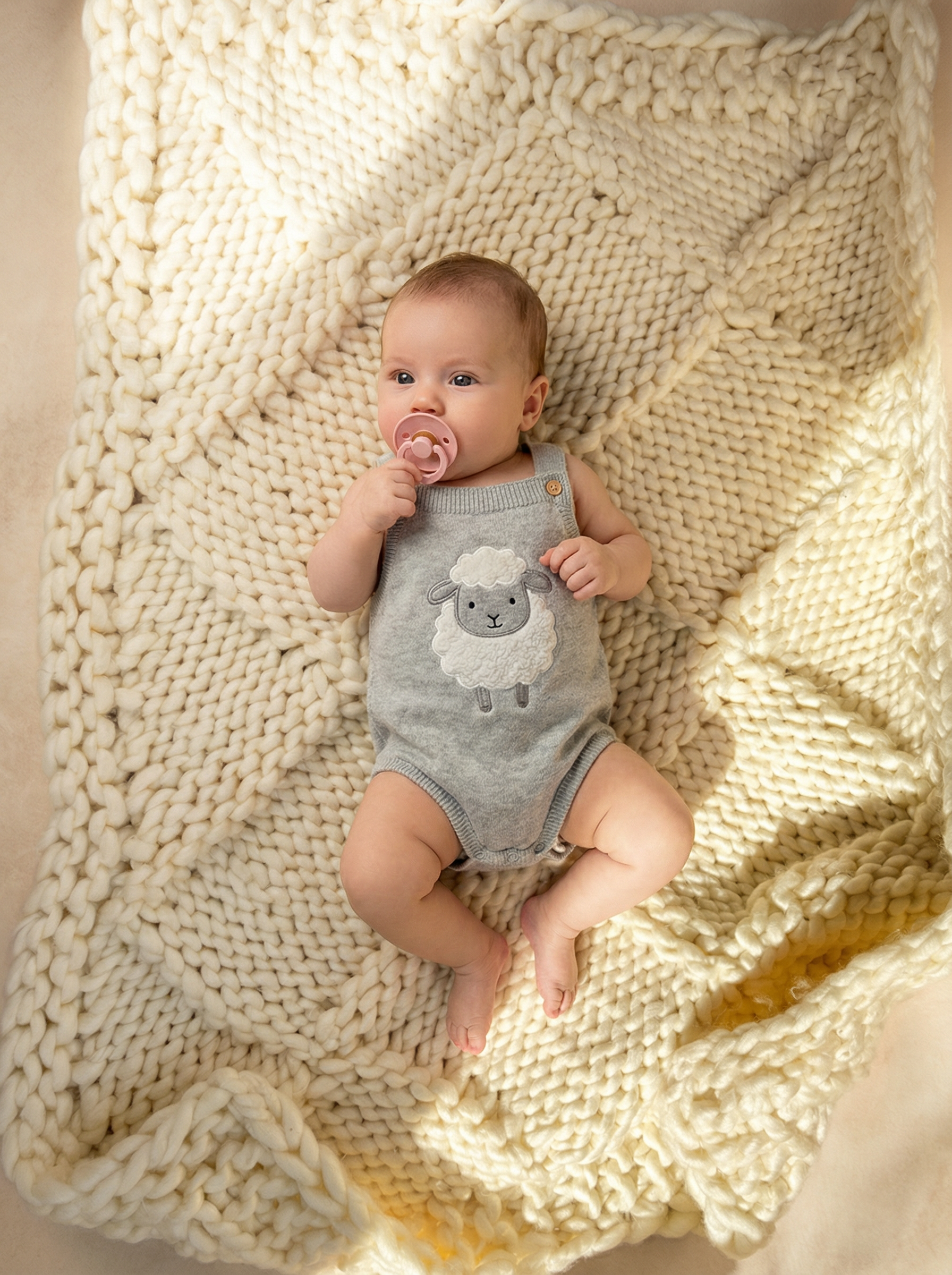sophyia wrapped in a cozy, 100% handmade crochet baby blanket made from soft cotton – the perfect newborn baby gift to keep your little one warm and comfortable.