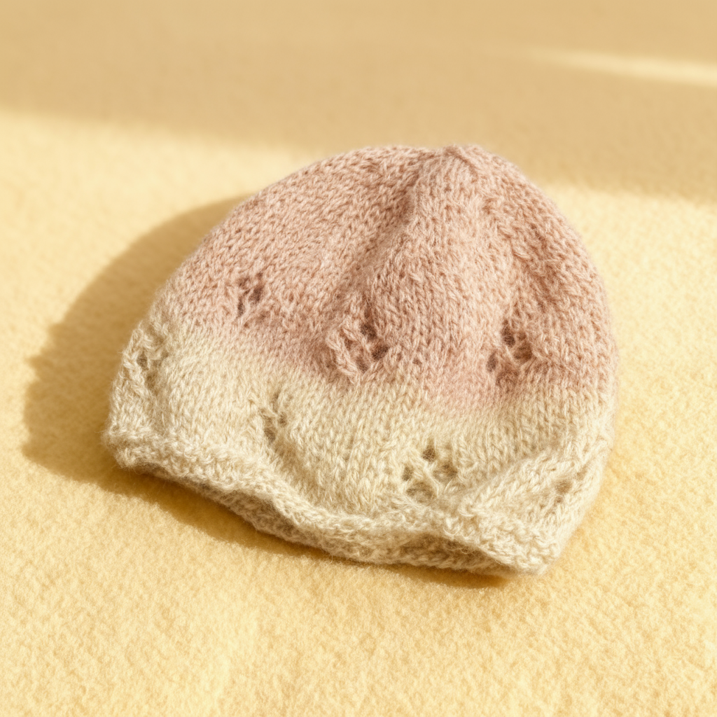 Luxurious handmade knit newborn bonnet, crafted with premium Egyptian cotton – a perfect baby shower gift for your little one.